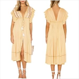 Free People Bali Will Wait For You Embroidered Boho Midi Dress